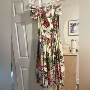 Elegant Floral Off-Shoulder Midi Dress